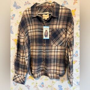 Scotch & Soda Women’s Cropped Flannel Shirt Pink Size L NWT